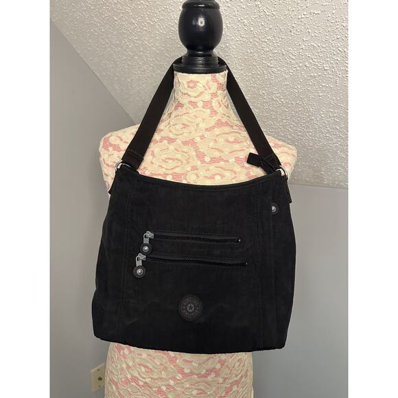 EUC Kipling Belammie Nylon Shoulder Bag Black (Missing Cross Body Strap) - Picture 1 of 9